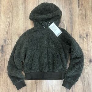 NWT Lululemon Oh So Sherpa Half Zip Pullover In Dark Olive Green Size 4